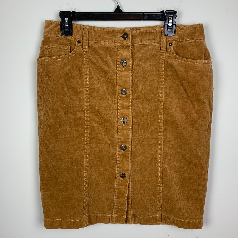 Loft Caramel Colored Corduroy Button-front Skirt 8